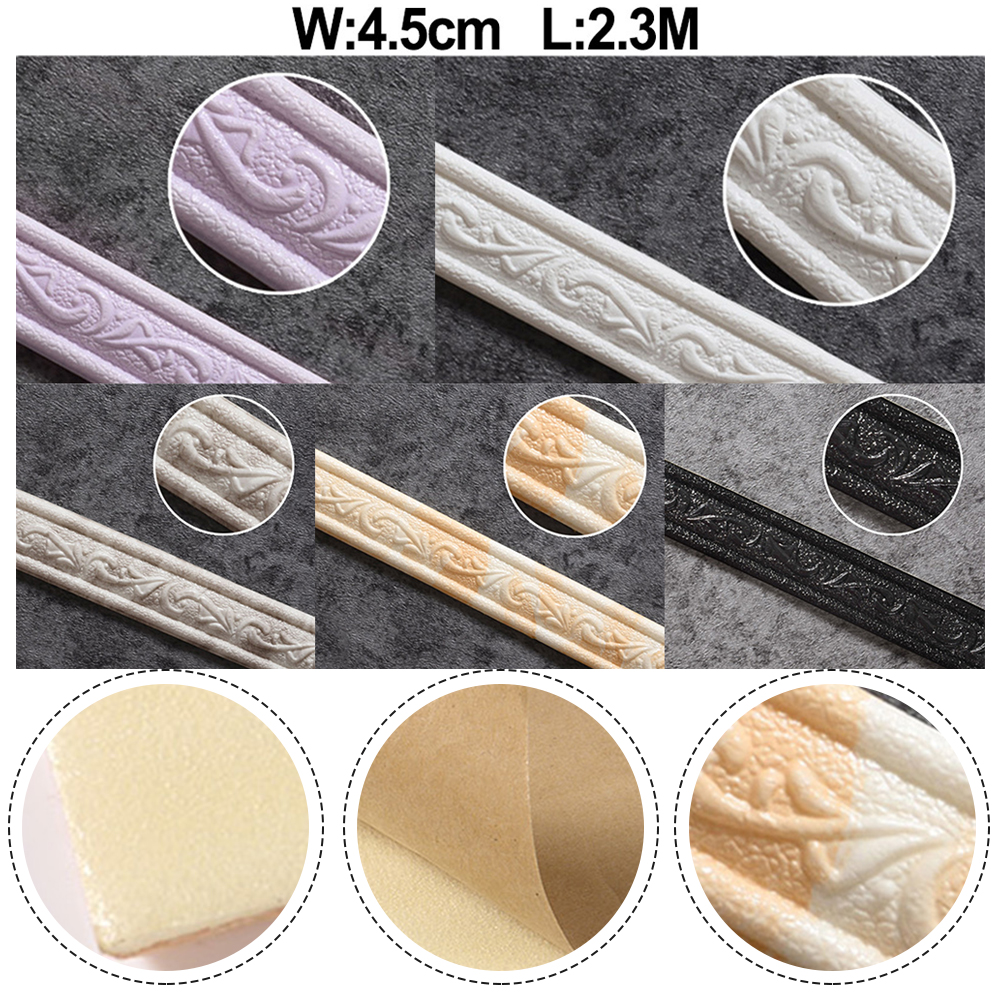 Skirting Border Wall Trim Line 3D Decorative Edging Environmental Foam Border Frame Multi-purpose Strip Waist Line Wall Sticker. 