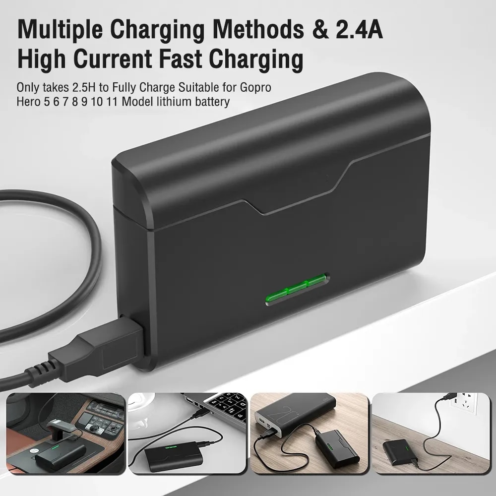 For GoPro Hero 11/10/9 Black 3-Channel Battery Smart Quick Charger Box Compatible For Go Pro Hero 5 6 7 8 9 10 11 Camera. 