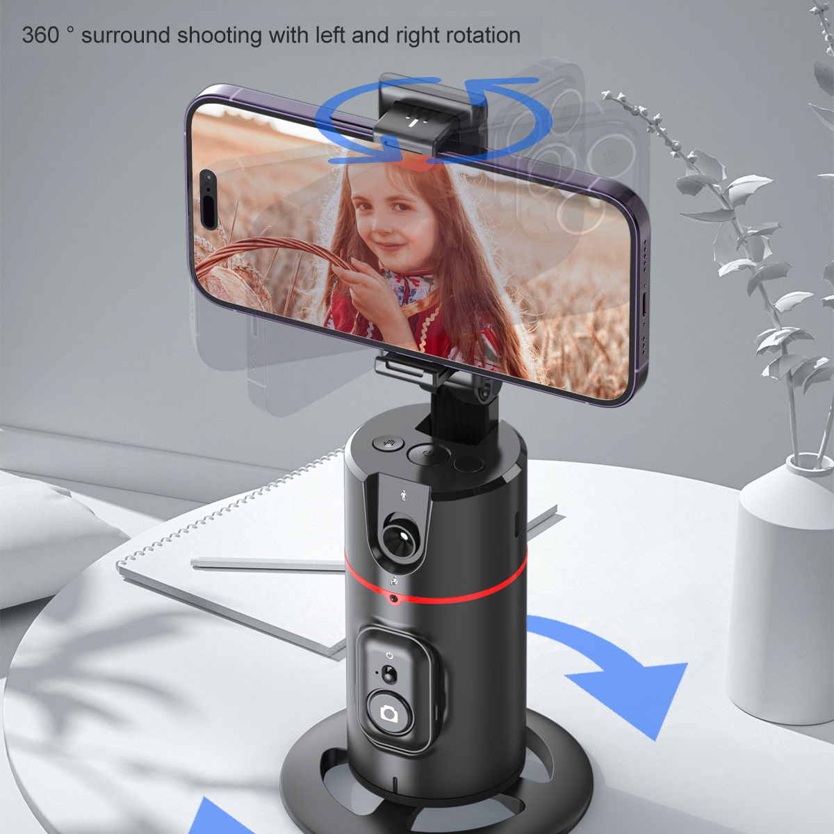 Mini Handheld Gimbal Stabilizer Detachable Clip Smart Face Tracking Wireless Selfie Stick Tripod with Light. 