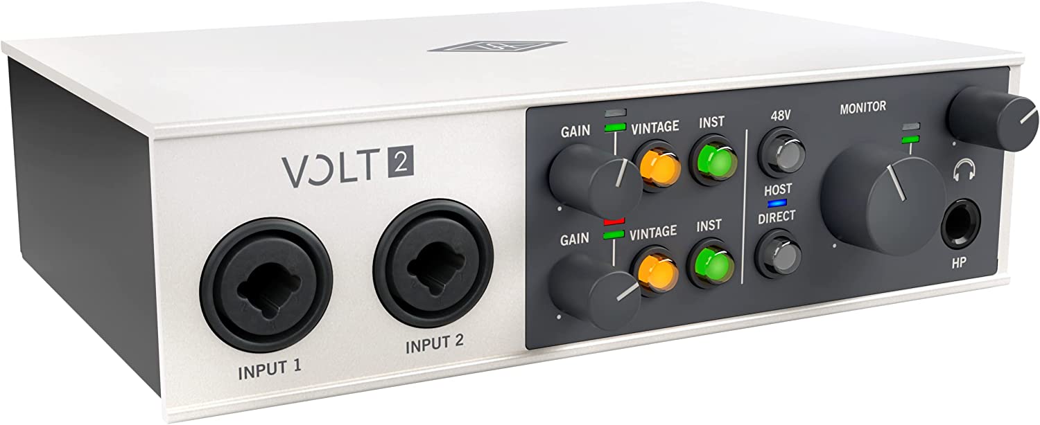 Universal Audio Volt 2 Studio Pack for recording, podcasting, and streaming with USB Interface, Mic, Headphones, essential audio software