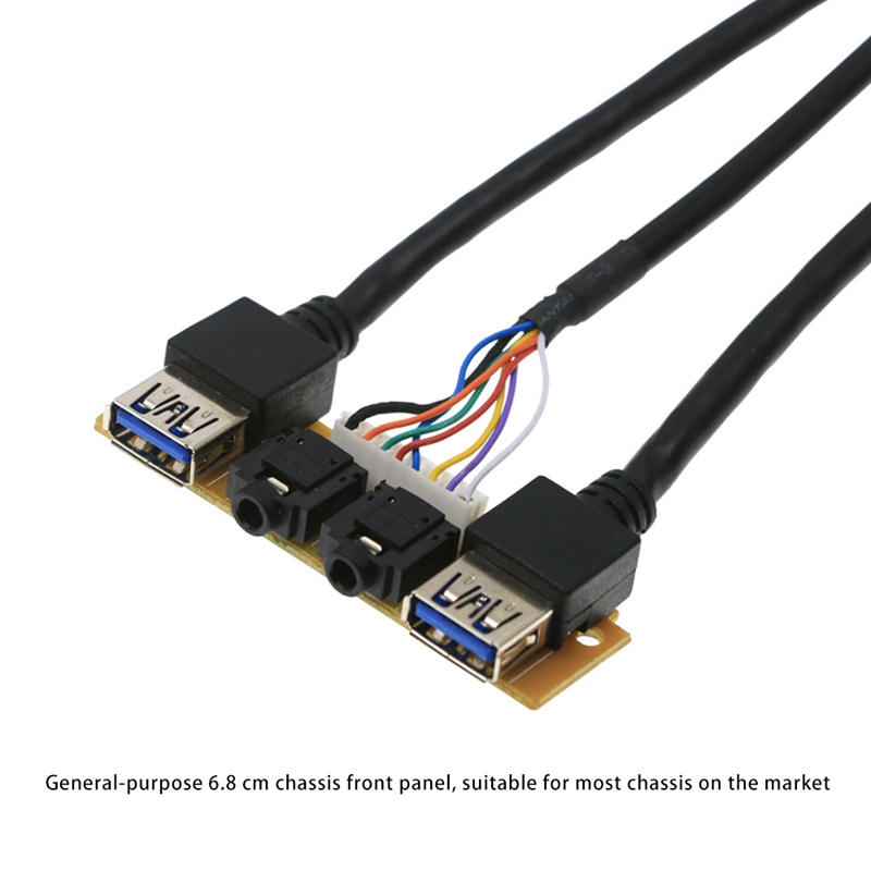 60cm Front Case Panel USB3.0+USB3.0+HD Audio Jack Ports I/O d+Internal Wire USB Bezel Line DIY Case Extension Line. 