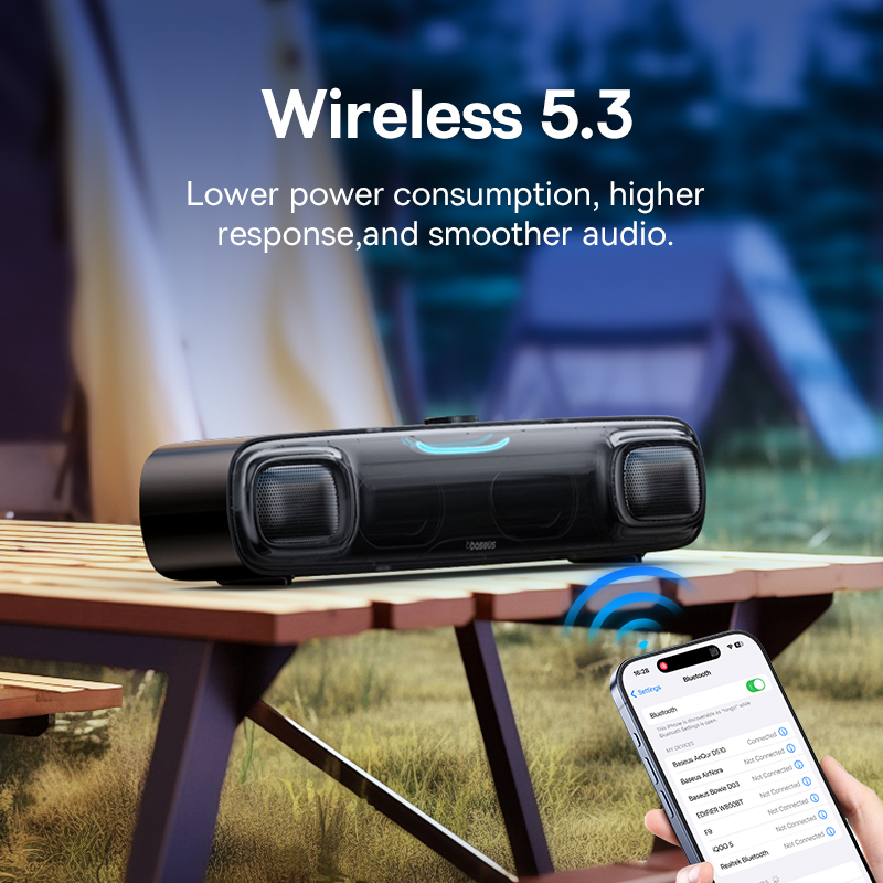 Baseus DS10 Portable Soundbar Speaker Bluetooth 5.3 4-Unit Driver Audio 3D Soundscape Surround Mini SubwooferSound Box for Lapto. 
