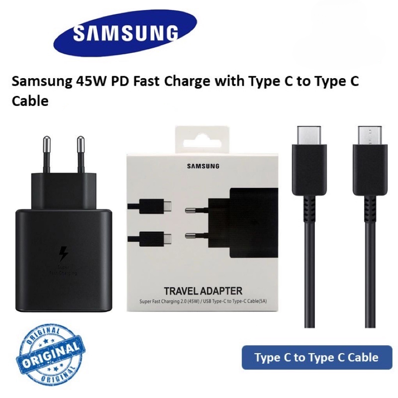 Samsung 25W Super Fast Orginal Charger Usb Type C Charger Power Adapter For Galaxy Usb-C (2 Pin) - Samsung PD Charger. 