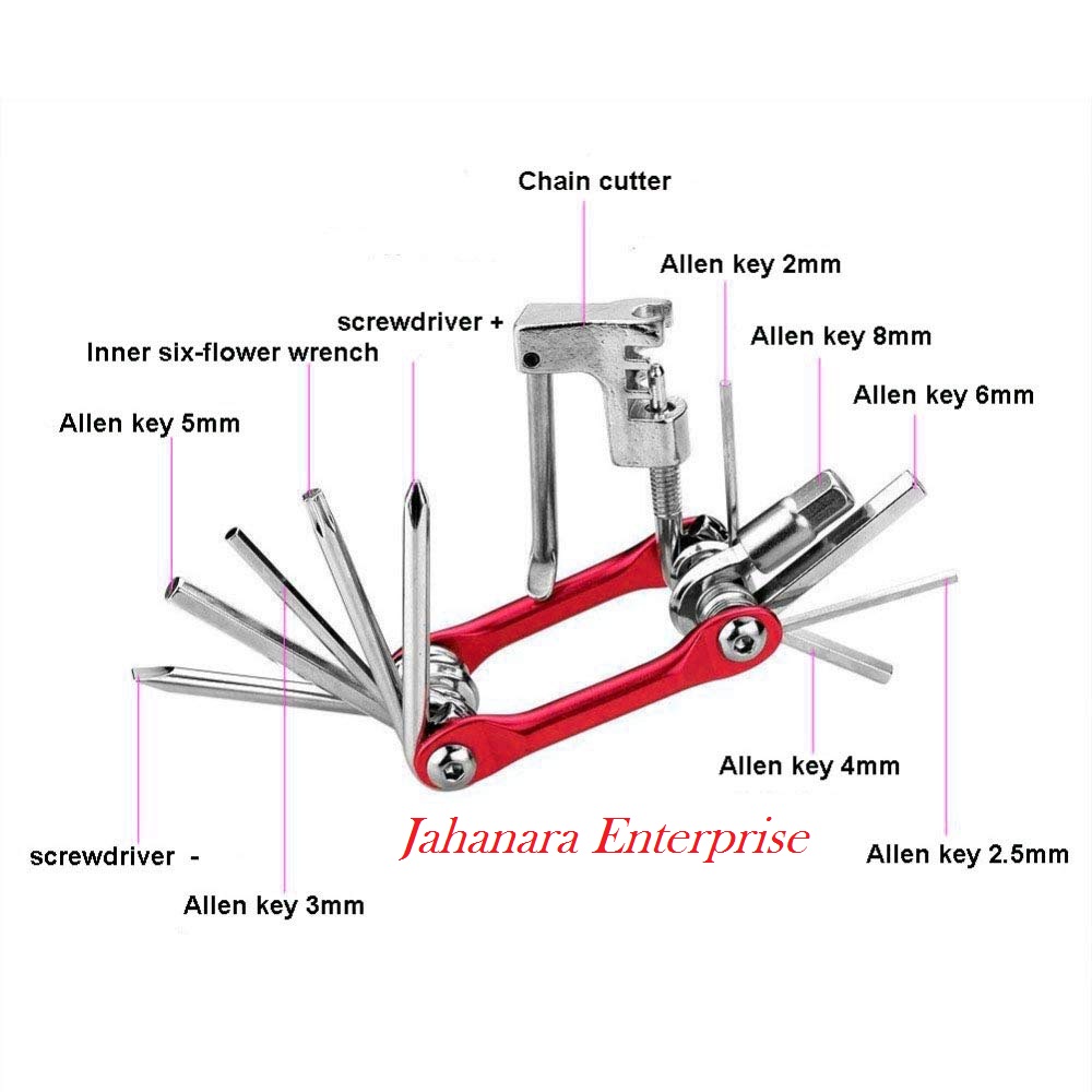 16 Function Cycle Tool Kit Multi Purpose Mountain Bike Bicycle Repair Tool Kit Allen Key Wrench. 