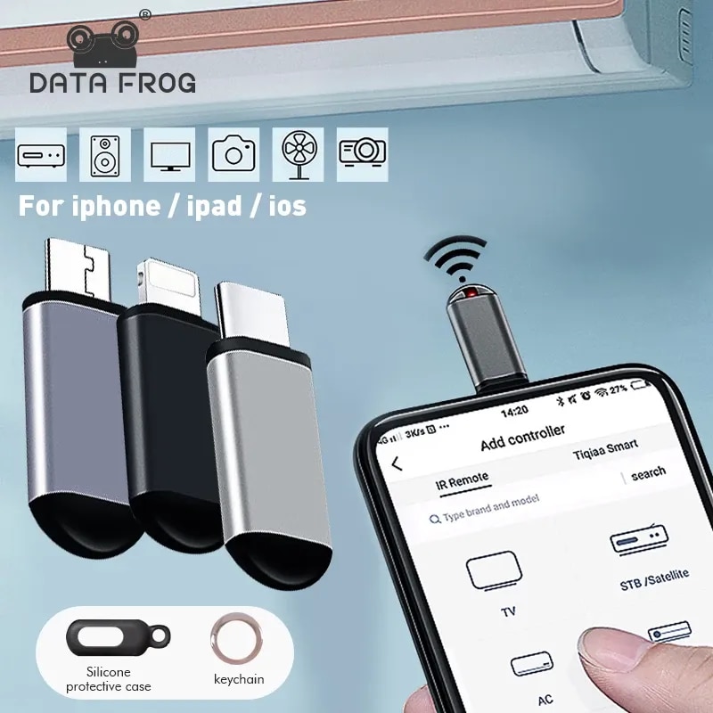 DATA FROG IR Remote Control For Iphone/iPad Smartphone Micro TV Box IR Infrared Transmitter App Mini Adapter For Micro Type-C
