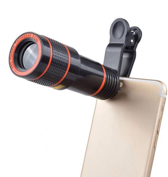 Universal 12X Zoom Mobile Phone Telescope Lens with Adjustable Clip Holder