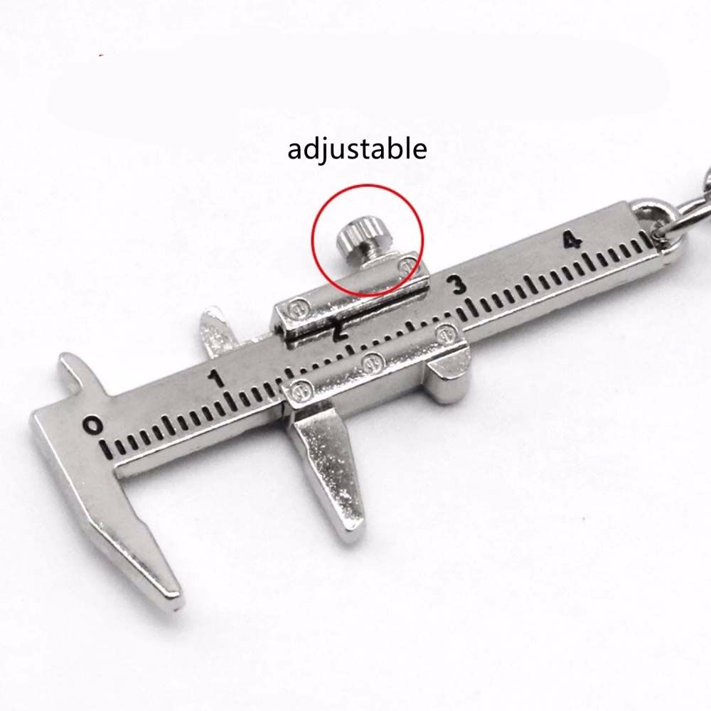 Simulation Ruler Scale Keychain 0-4cm Ruler Gadget Mini Vernier Caliper Keyring Key Chain Measuring Gauge Vernier Caliper Keychain. 