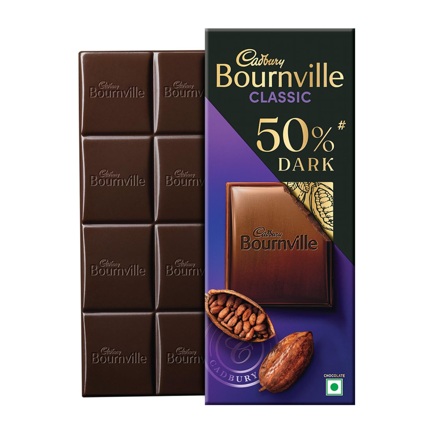 Bournville Rich Cocoa 50% Dark Chocolate Bar, 80gm INDIAN. 