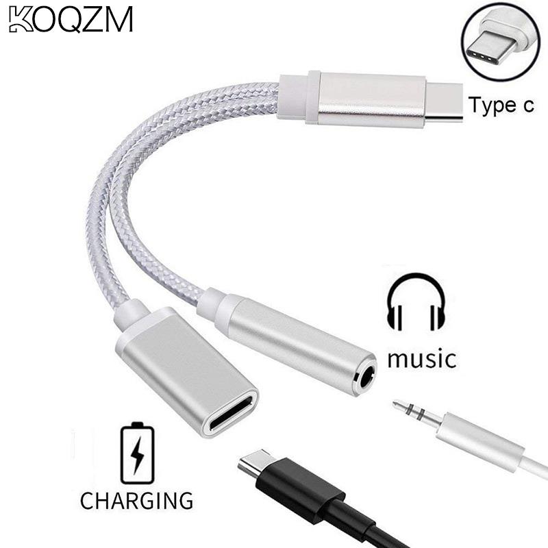 2 In 1 Type C To 3.5mm Headphone Jack Adapter USB C Aux Audio Data Cable Charging Cable For Samsung Xiaomi 11t Pro. 