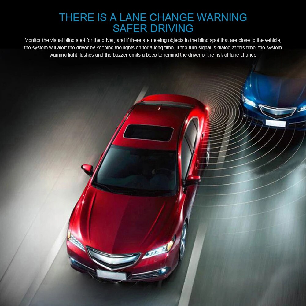 BSD Warning Light Car Blind Spot Detection IP67 Waterproof Assist Lane Changing Blind Spot Monitoring System Radar Detection Set. 