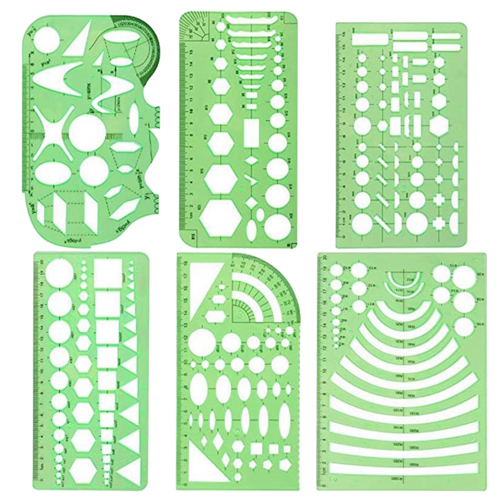 6 Pcs Drawing Roller Measuring Roller School Practical Measuring Multifunction Math Stencils Set