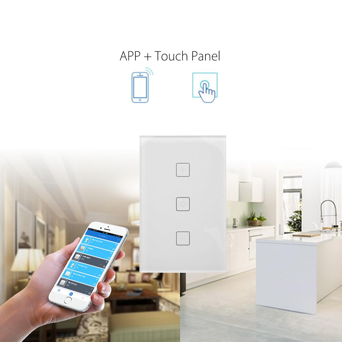WIFI Smart Dimmer Light Wall Switch Touch Remote Control For Alexa/Google Home EU/UK/US Plug