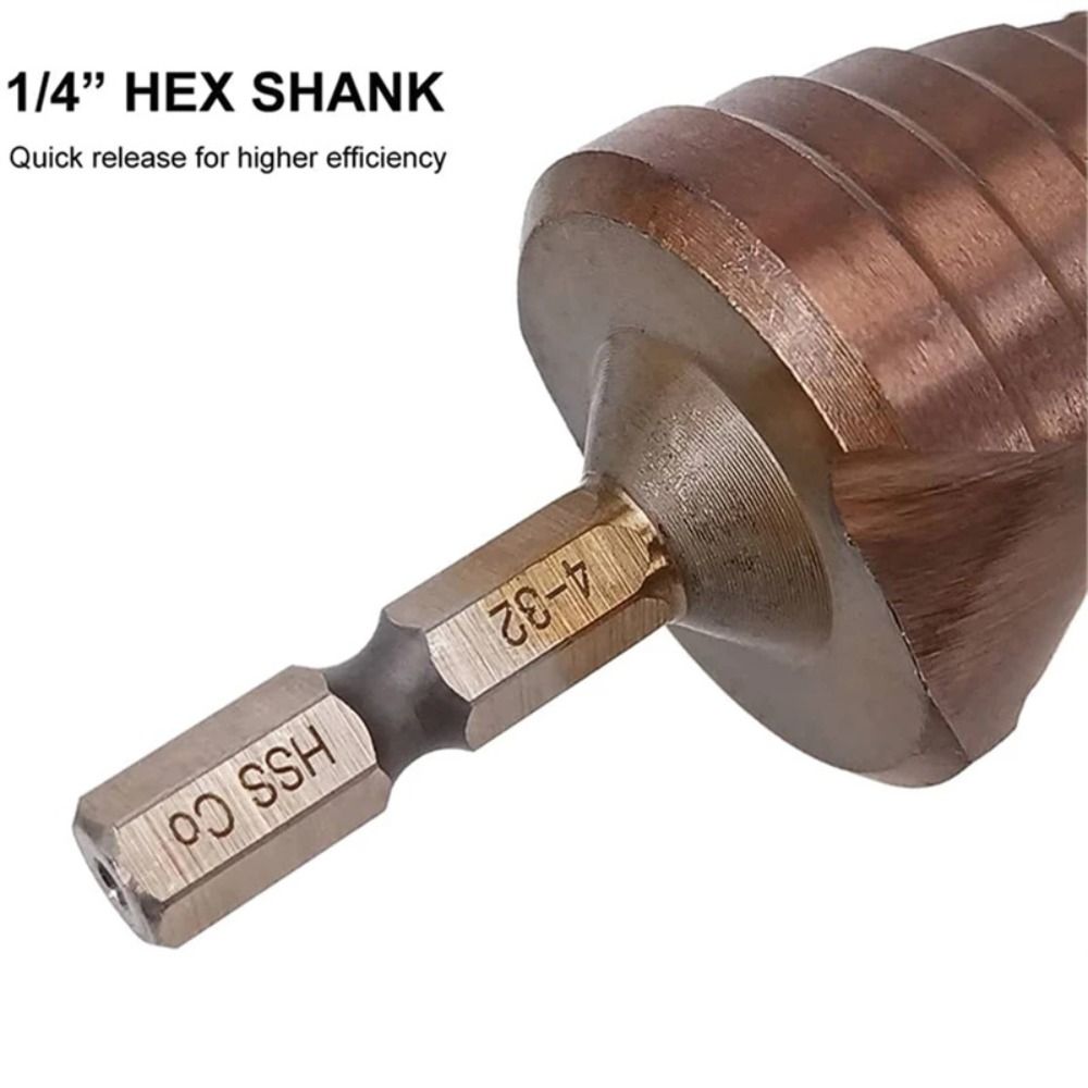 Durable M35 5% Cobalt Step Drill Bit Hex Shank Spiral Groove Drill Perforator Multiple Hole 4-12mm/20mm/32mm Stepped Drill Bits Hole Cutter Tool. 