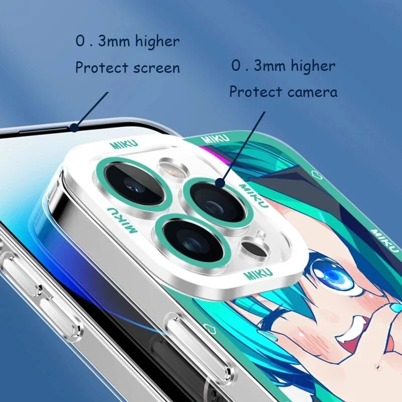 H-Hatsune Miku Case for Xiaomi Redmi Note 12 Pro Plus Turbo 13 11 11S 10 10S 9S 9 Max 8 7 6 A1 A2 TPU Clear Silicone Back Cover. 