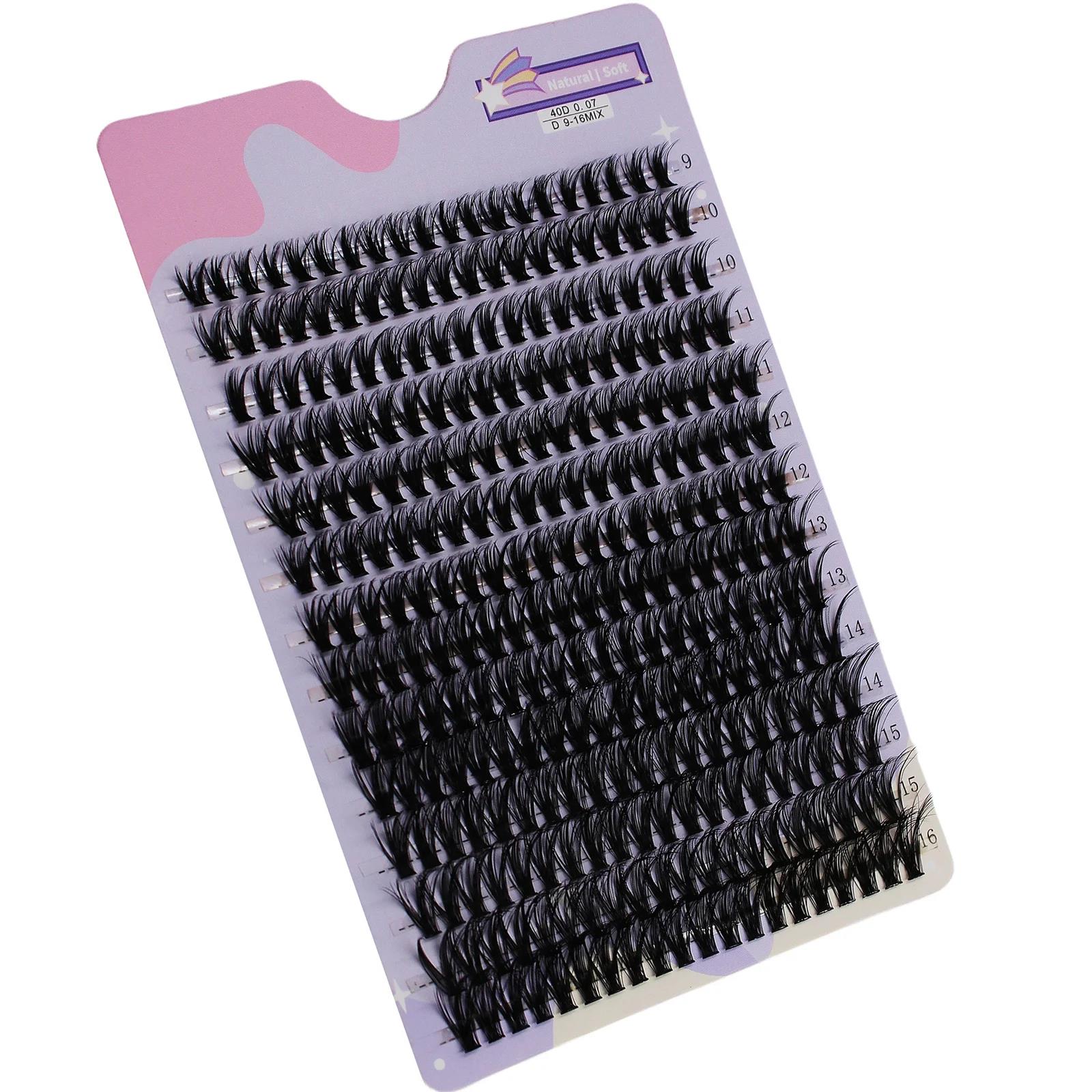 14 Rows 280 Clusters 40D Mix 9-16mm Cluster Lashes Extension Natural Thick Eyelash 3D Strip Individual Lashes. 