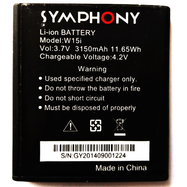 Symphony W15i Brand New Fresh Replacement Mobile Battery - 3150 mAh