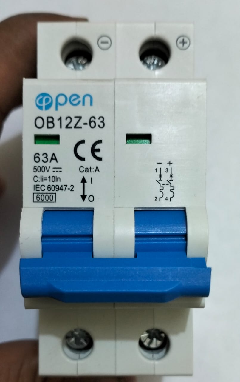 DC 63A MCB DP Circuit Breaker. 