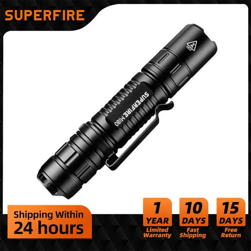 Superfire mi80 EDC bright LED flashlight 18650 battery USB C torch Camping Fishing lantern 500lm best choice outdoor flash light