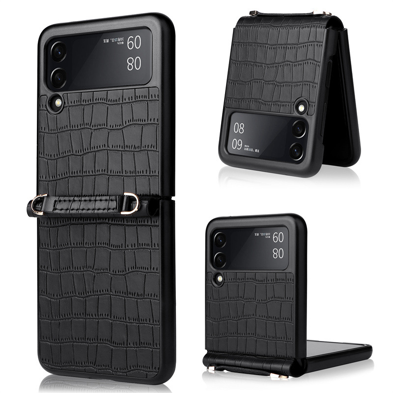 【Youyi】Lanz Suitable For Samsung Z Flip3 Mobile Phone Shell Siamese Bamboo Pattern With Hand Rope Protective Hard Shell Zflip3 5G Shell Luxury Easy Mobile Phone Case Cover Back Soft Side Anti-drop Edge. 