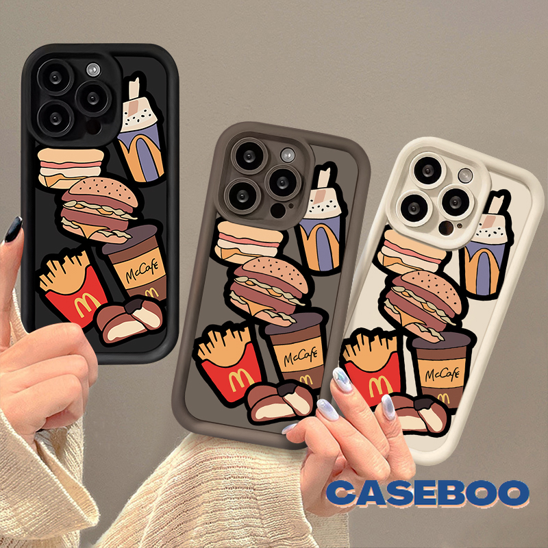 Cute Creativity Graffiti McDonald's Burger Fries Case for Redmi 9A 9C 13C 12C A1 9T 12 10C NFC 9 10A A2 Redmi Note 11 10 12 13 10s 9 8 11s Pro Max Poco M3 X5 Mi 11 12 Lite Angel Eyes Soft Cover. 