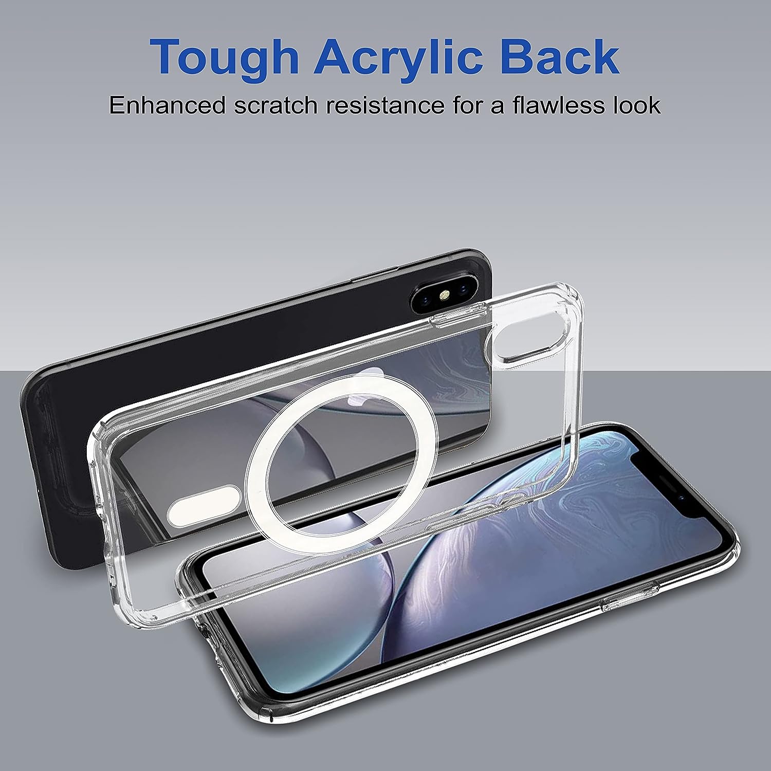 For Apple iPhone XS Max MagSafe Compatible Shockproof Transparent Slim Fit Wireless Charging supported Frosted Border Phone Back Case Mobile Cover. 