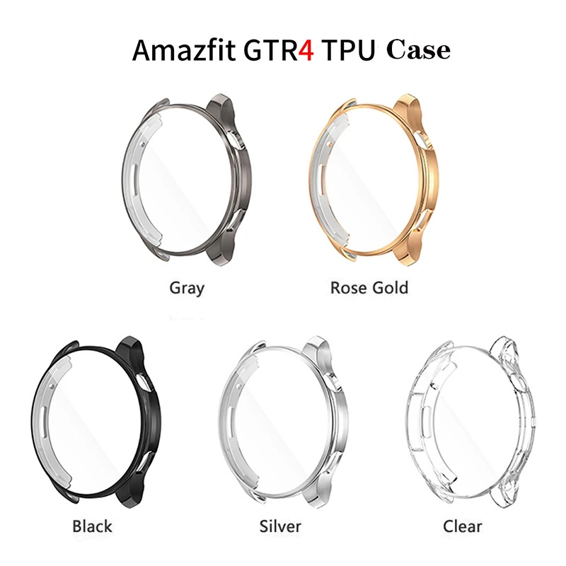 [autismaut] Applicable to Huami Watch Bezel Jump Me Amazfit GTR4 Protective Shell TPU All-Inclusive Electroplating AmazfitGTS4 Watch Case. 