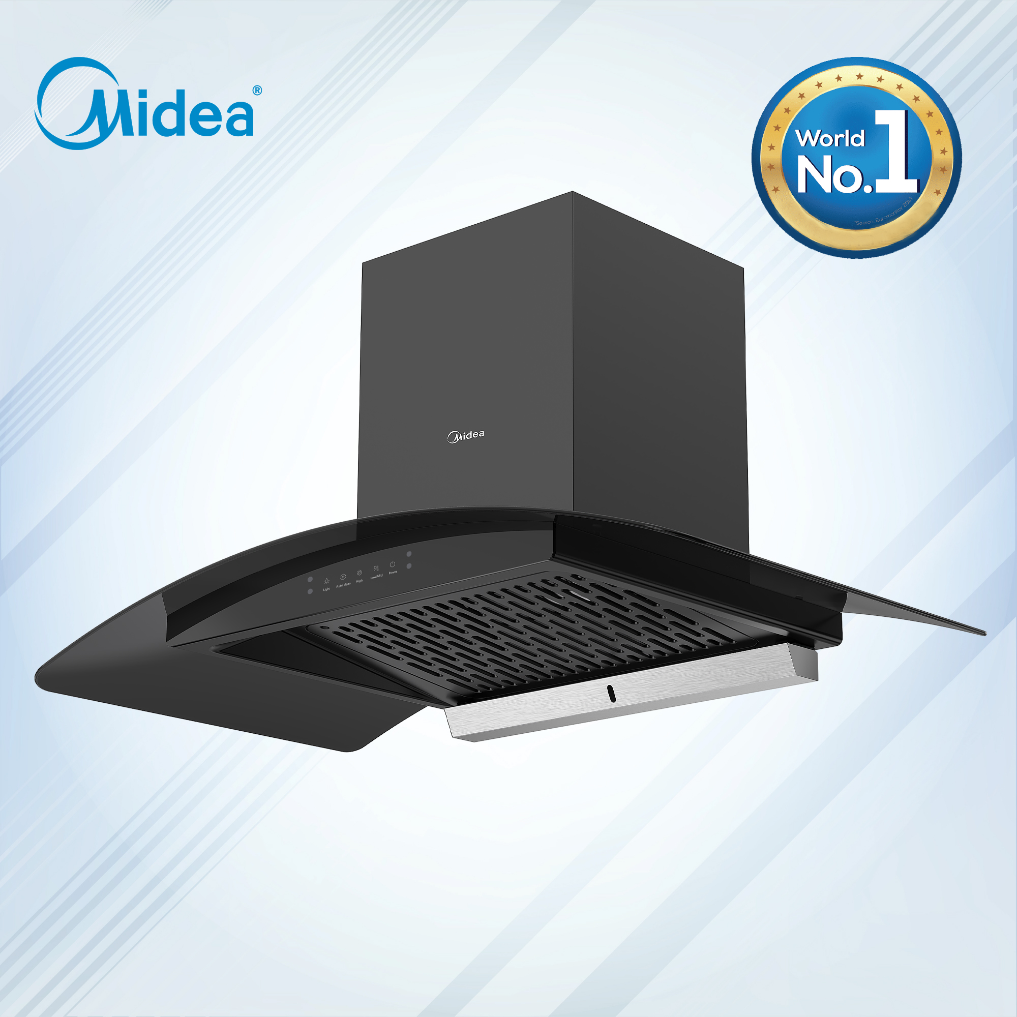 Midea 90V11 36 Inch Kitchen Chimney with 1250m3/hr strong air suction and thermal autoclean. 