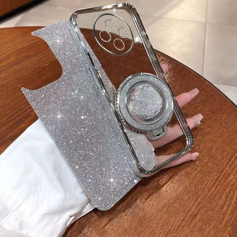 New Phone case Infinix Hot 40 Hot 40i Hot 40 Pro Back cover Liquid Glitter Quicksand Hourglass Stand Holder Luxury Shiny Gradient Plating Girls Slim Phone cases Transparent softcase Silicone Pouch Women. 