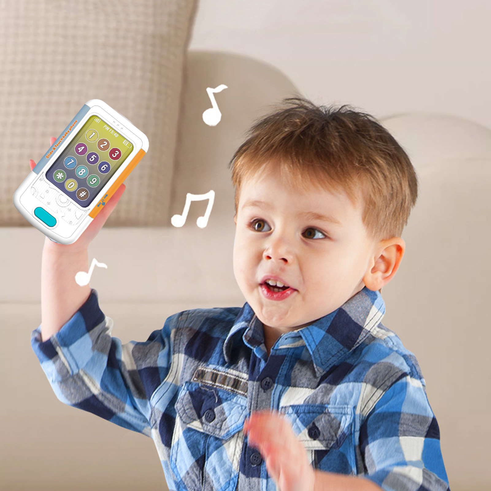 Simulated Phone Toy Interactive Learning Toy for Toddlers Sliding Screen Music Numbers Ideal Gift for Boys Girls Early Educational Mobile Phone Toddler Educational Phone. 