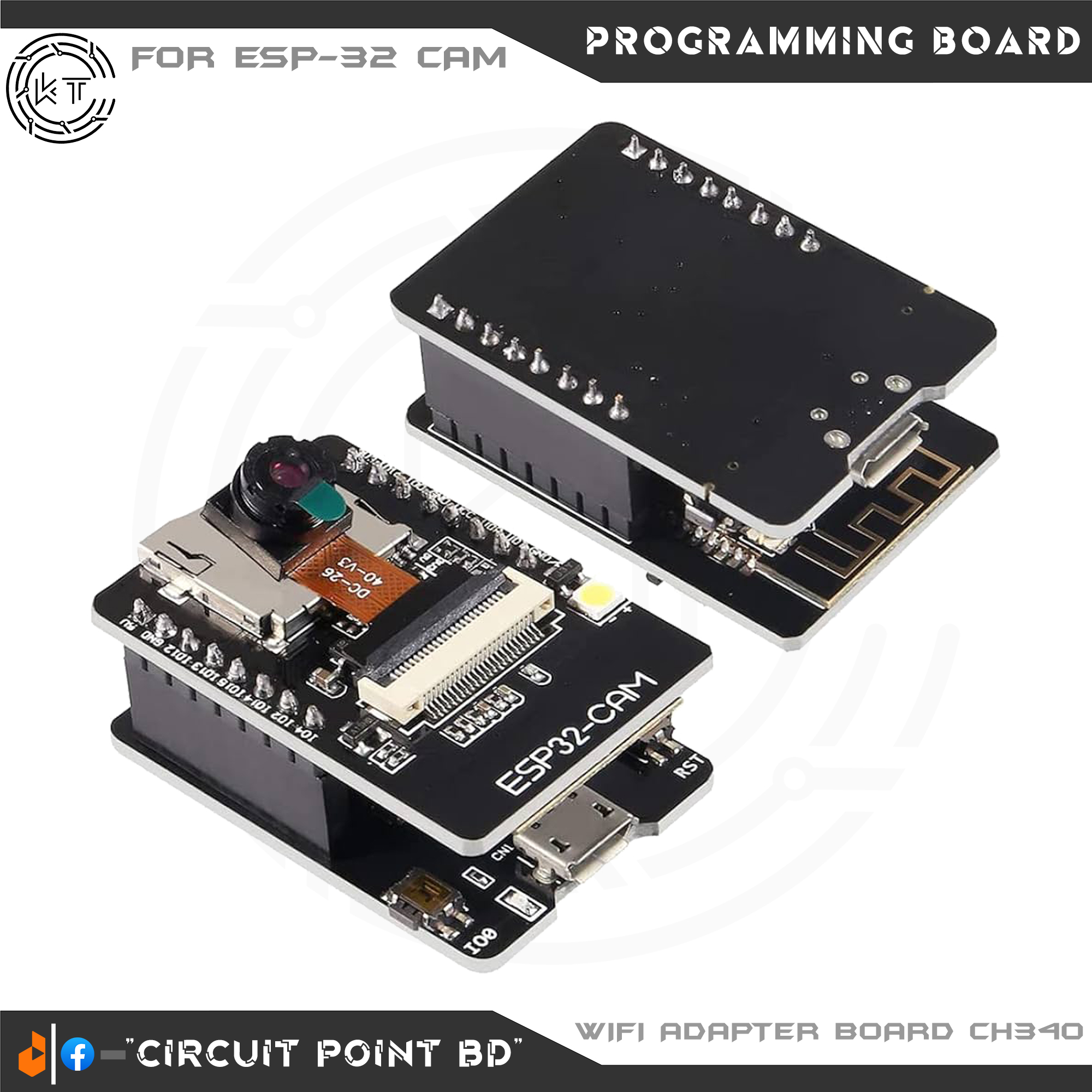 ESP32 CAM MICRO USB Programming/Download Development BOARD CH340 Module AI-Thinker (ESP32-CAM-MB Base Board Arduino IDE). 