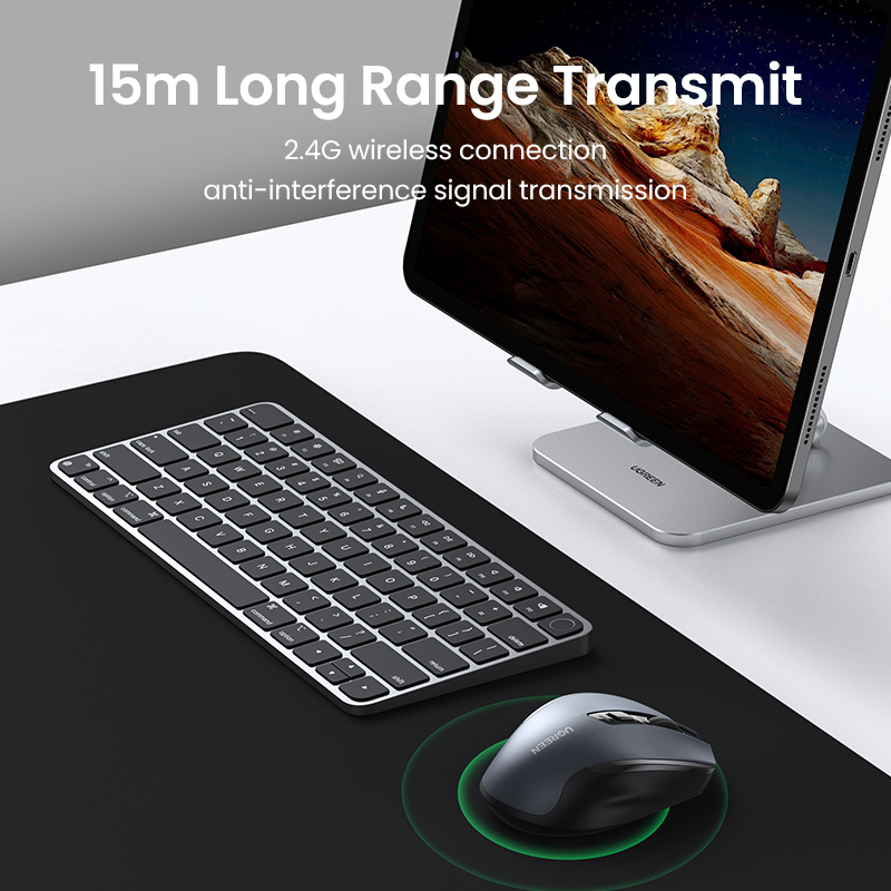 UGREEN Wireless Mouse, 5 Adjustable DPI 6 Buttons Mouse with USB Receiver, 2.4G Ergonomic Silent Wireless Mice for Laptop Windows Mac PC. 