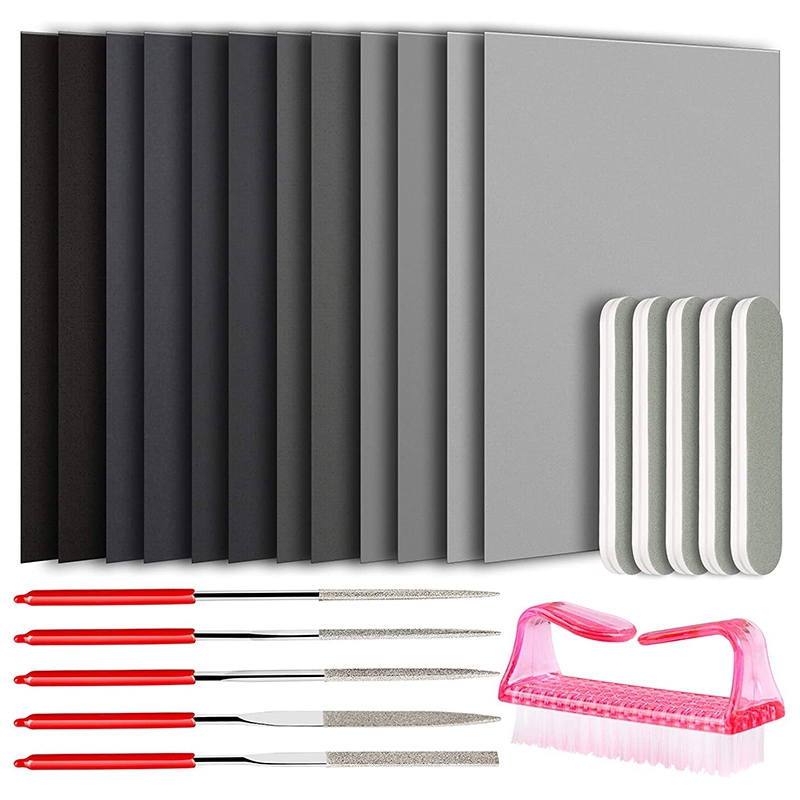23 Pcs Resin Casting Tools Set, Epoxy Resin Polishing Kit, 12 Sand , 5 Polishing Blocks, 5 Shapes Files, 1 Brush