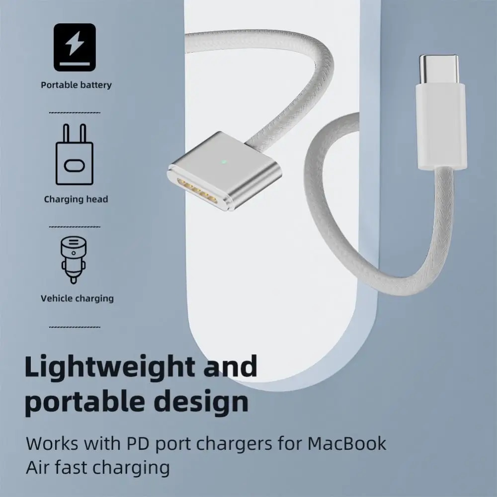 USB Type C To Magsafe 3 Magnetic Charger Cord Laptop Charging Cable Converter PD 140W for MacBook Air/Pro A2442 A2485 A2681. 