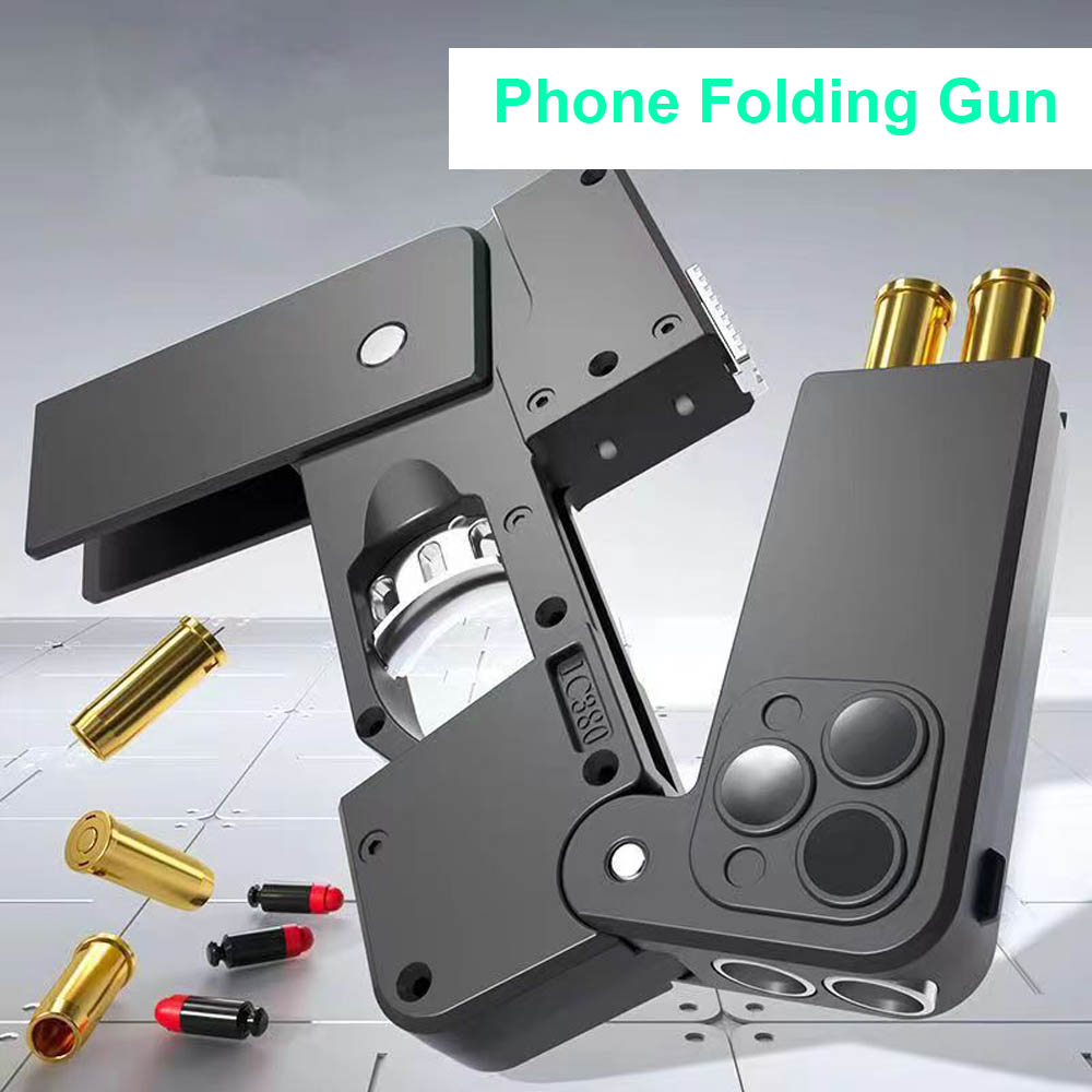 Shell Ejecting Black Toy For Adults Boys Folding iPhone Gun That Look Real Folding Mobile Phone Dropshipping
