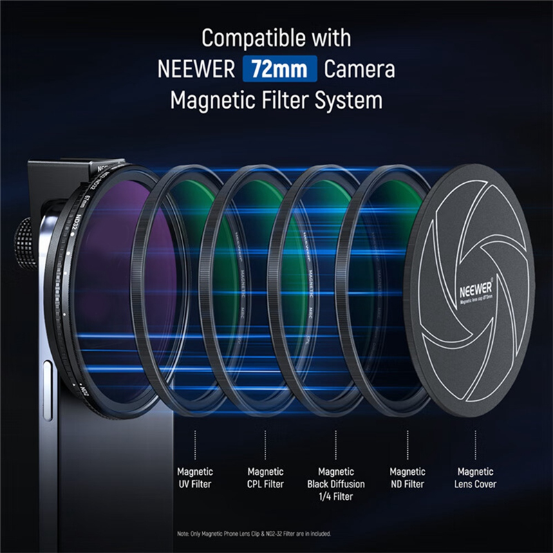 Clip on 67mm ND2-32 Filter Adapter Ring Magnetic Filter for 15 14 13 Pro Max S22 S23 Ultra. 