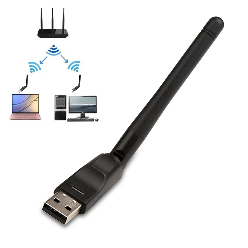 Mini USB WiFi adaptörü kart 150Mbps 2dBi WiFi adaptörü PC Wifi anten WiFi güvenlik cihazı 2.4G USB Ethernet kablosuz alıcı RTL 8188