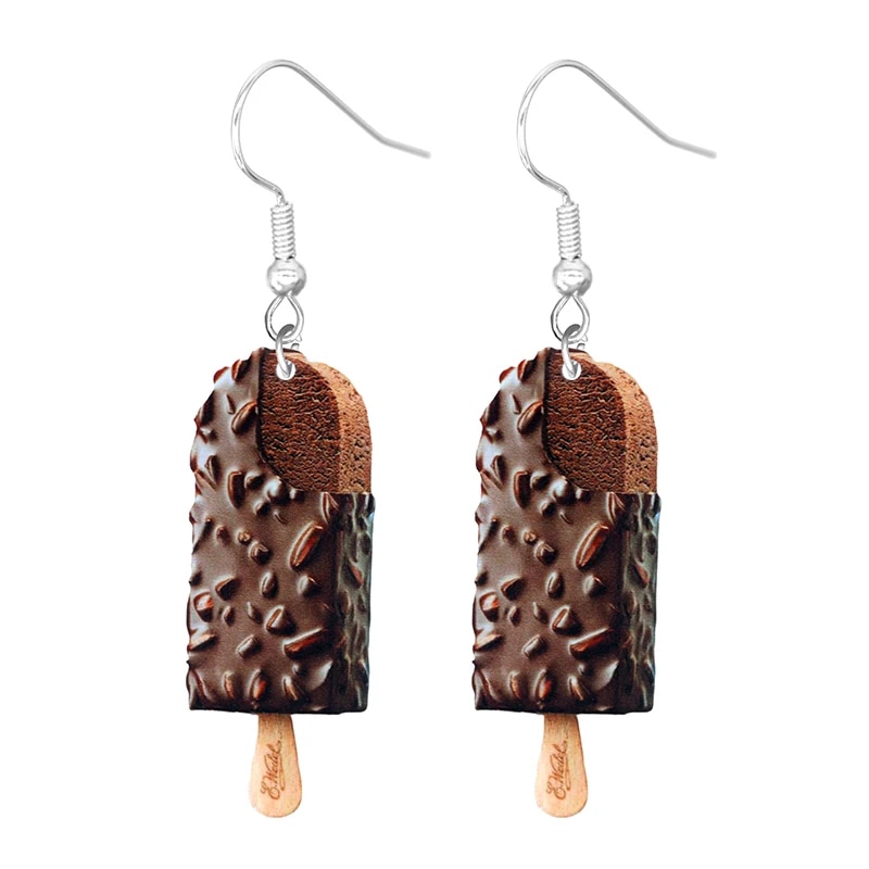 Food Earring 2D Handmade Cute Interesting Taco Corn Crunchy Burger Biscuits French Fries Ice Cream Cheese Cute. 