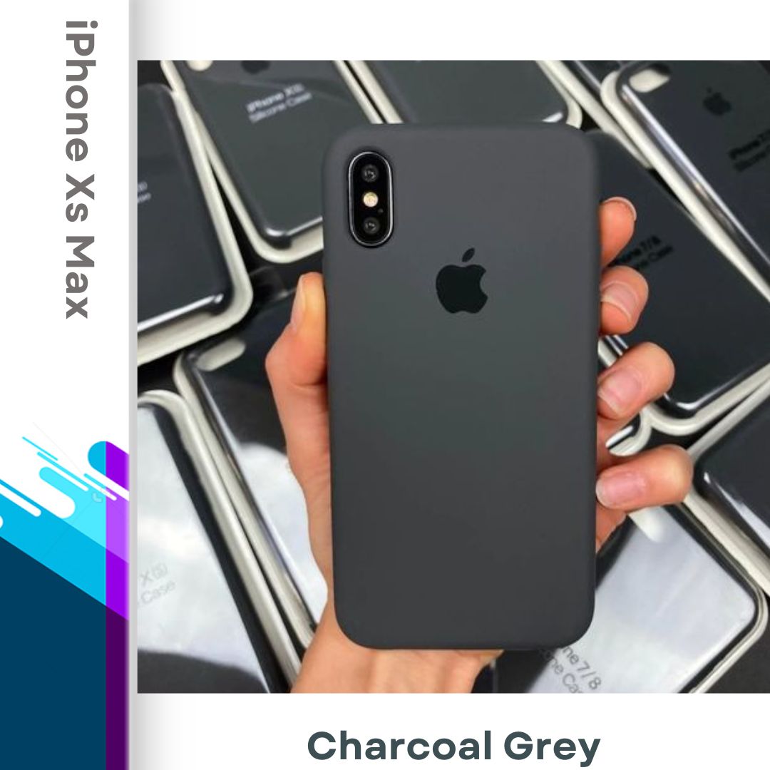 For iPhone Xs Max - USG Premium Liquid Silicon Phone Case for Apple Mobile Luxury Liquid Silicone Protection Back Cover Soft Case - Charcoal Grey