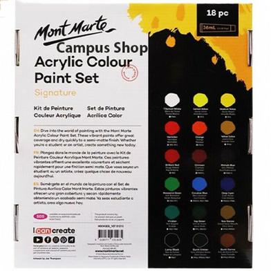 Mont Marte Signature Acrylic Paint Set 36 ML - 18 colors. 
