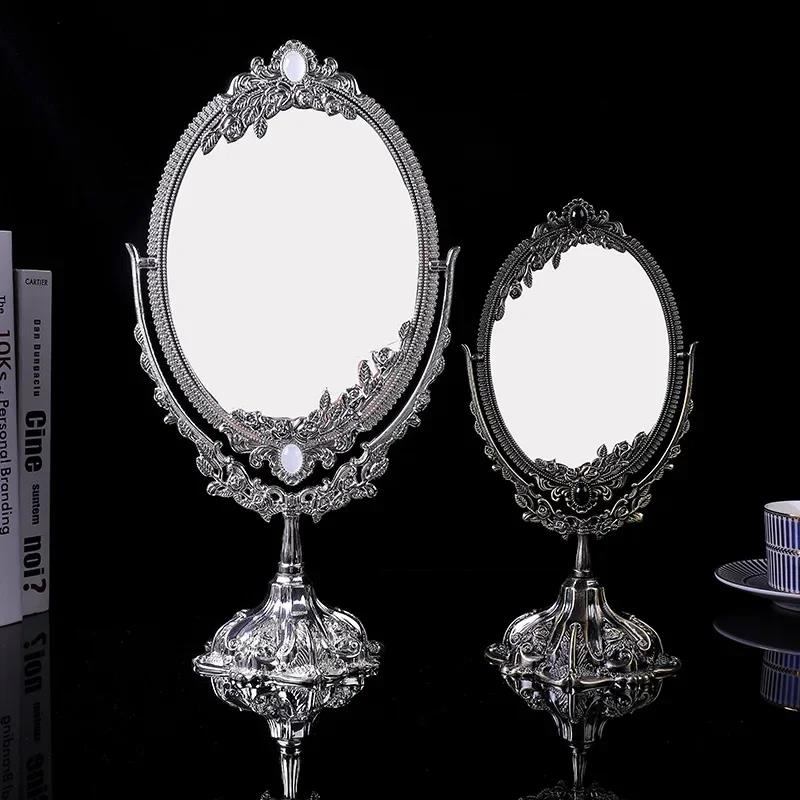 Vintage Makeup Mirror Tabletop Oval Cosmtic Mirror Metal Retro Vanity Mirror for Dressing Bedroom Living-Room Dresser Decoration. 
