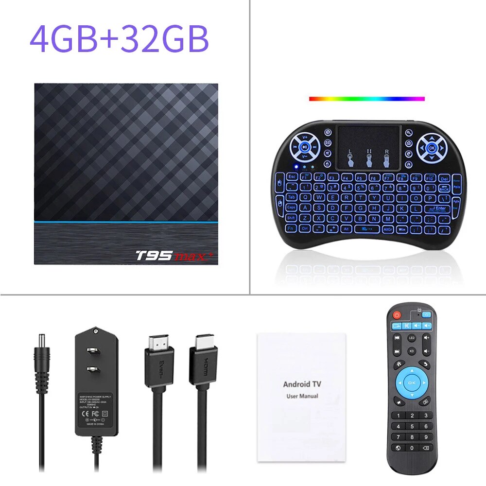 T95 max plus Smart TV Box Android 9.0 Amlogic S905X3 4G 32G64GB 1000M 8K 4K Media Player 2.4G 5G Wifi 1080P Set Top Box 3D Video. 