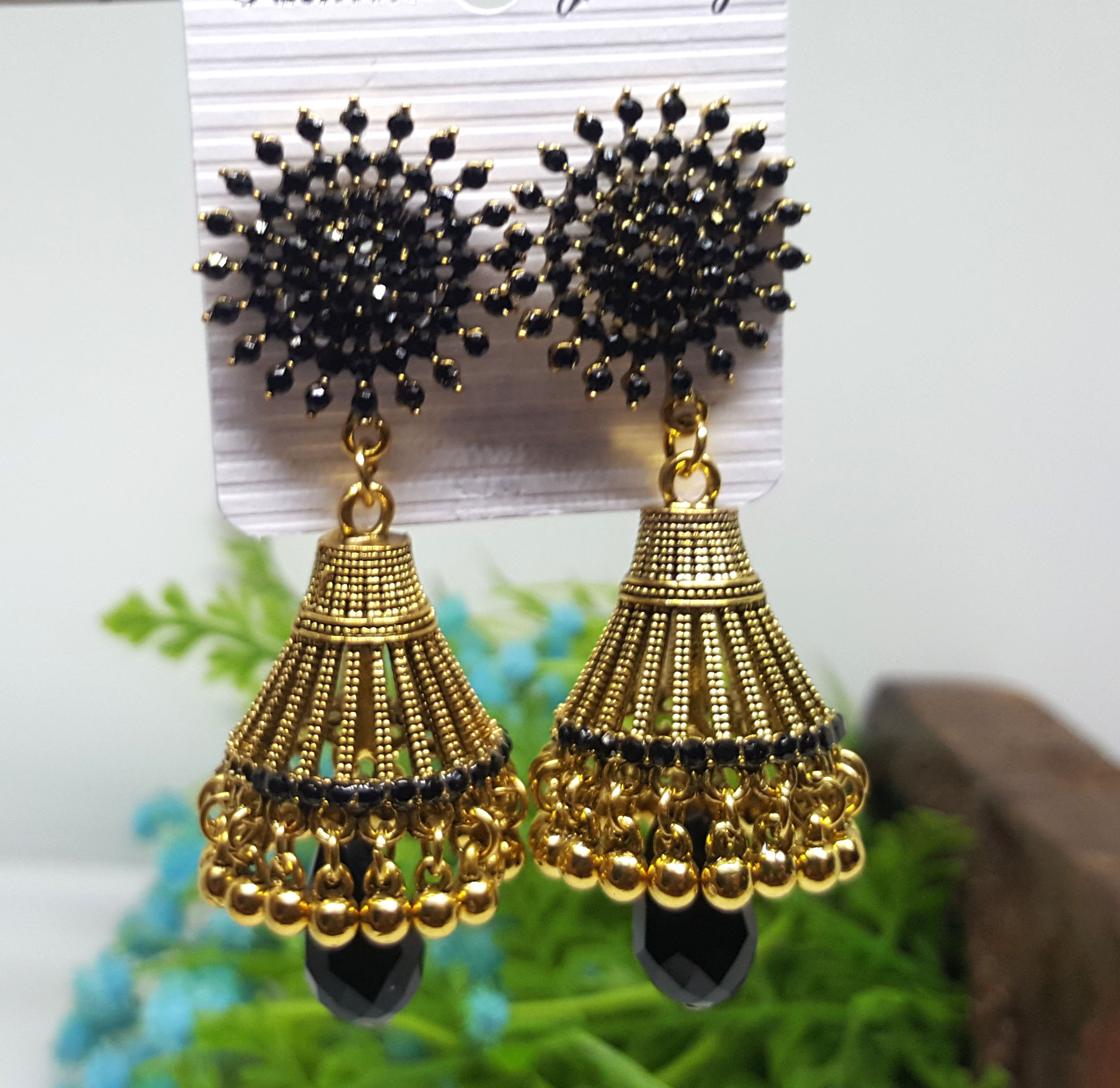 Golden VintFlea Fashion Gold Plated Stylish Pearl Jhumka Jhumki Traditional Earrings for Women and Girls