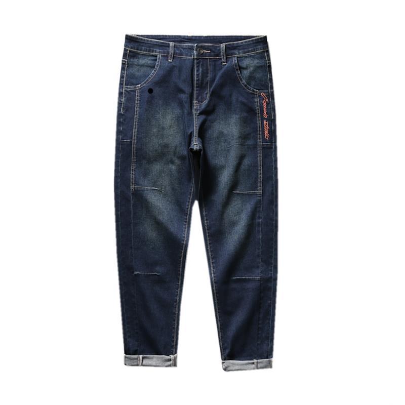 Fat Man plus-Sized plus Size Jeans Men's Fashionable Elastic Fat Man Fatty Spring and Summer Extra Large Skinny Pants300Jin7xl6. 