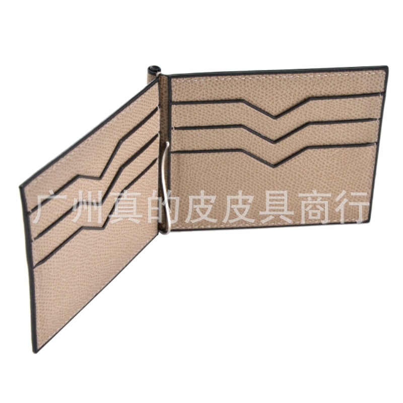 enuine leather dollar clip, business wallet bule, anti-theft brush, FI export, European and Ameran top layer coide men's wallet. 