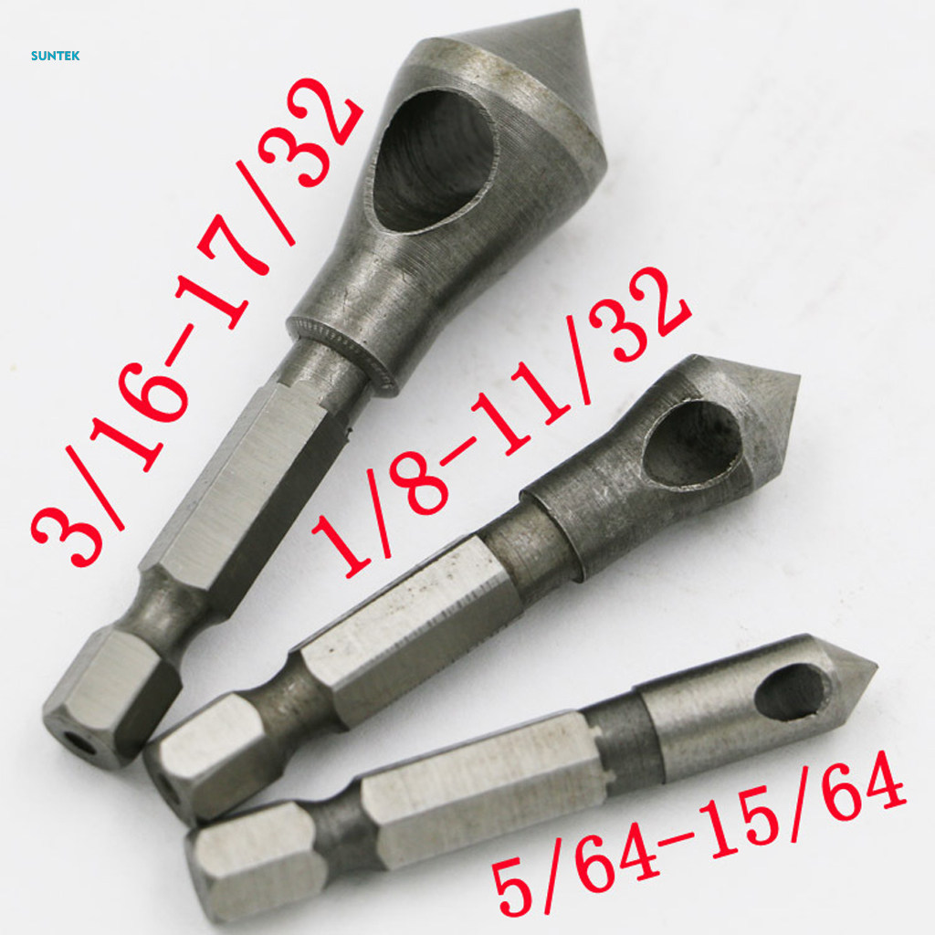 3 Pcs Countersink Drill Deburring Metal Hex Shank. 