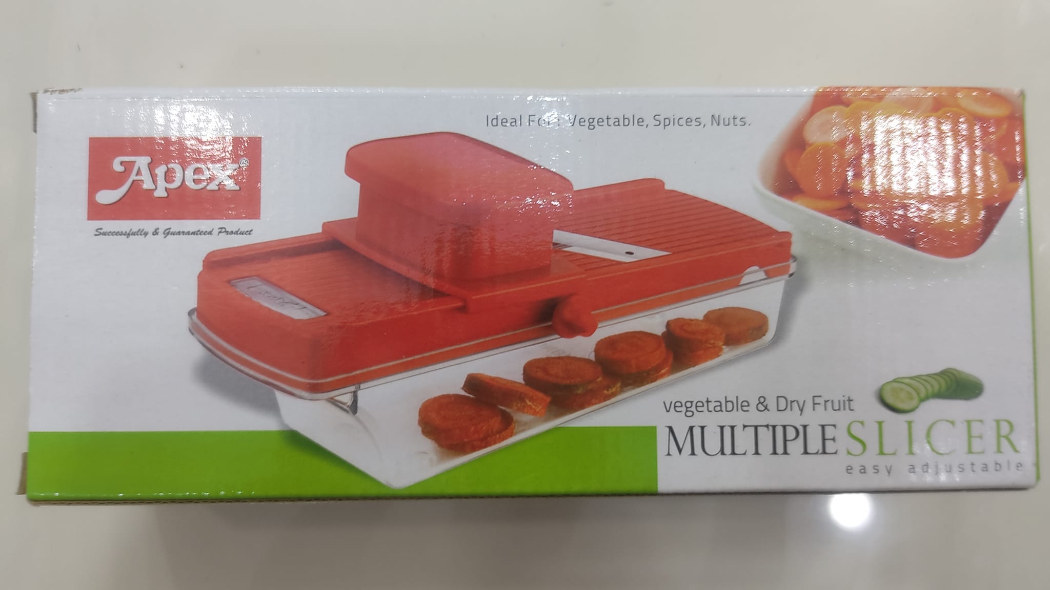 Apex Plastic Multiple Slicer, easy adjustble vegetable & dry fruit cutter-Red. 