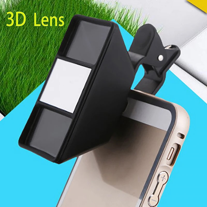 3D Effect Mobile Phone Lens self-timer vr and video Camera Stereo Photos Lens With Clip for iPhone huawei tablet 3D Lens Mini. 