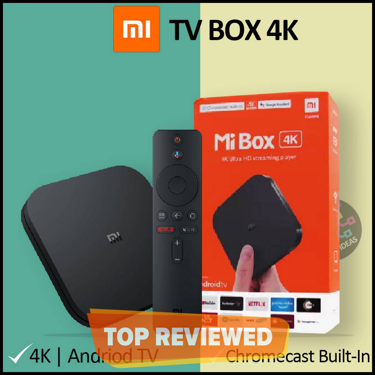 ANDROID SMART TV BOX MIBOX  4K ULTRA HD SET-TOP BOX Chromecast Built-in with Google Assistant. 