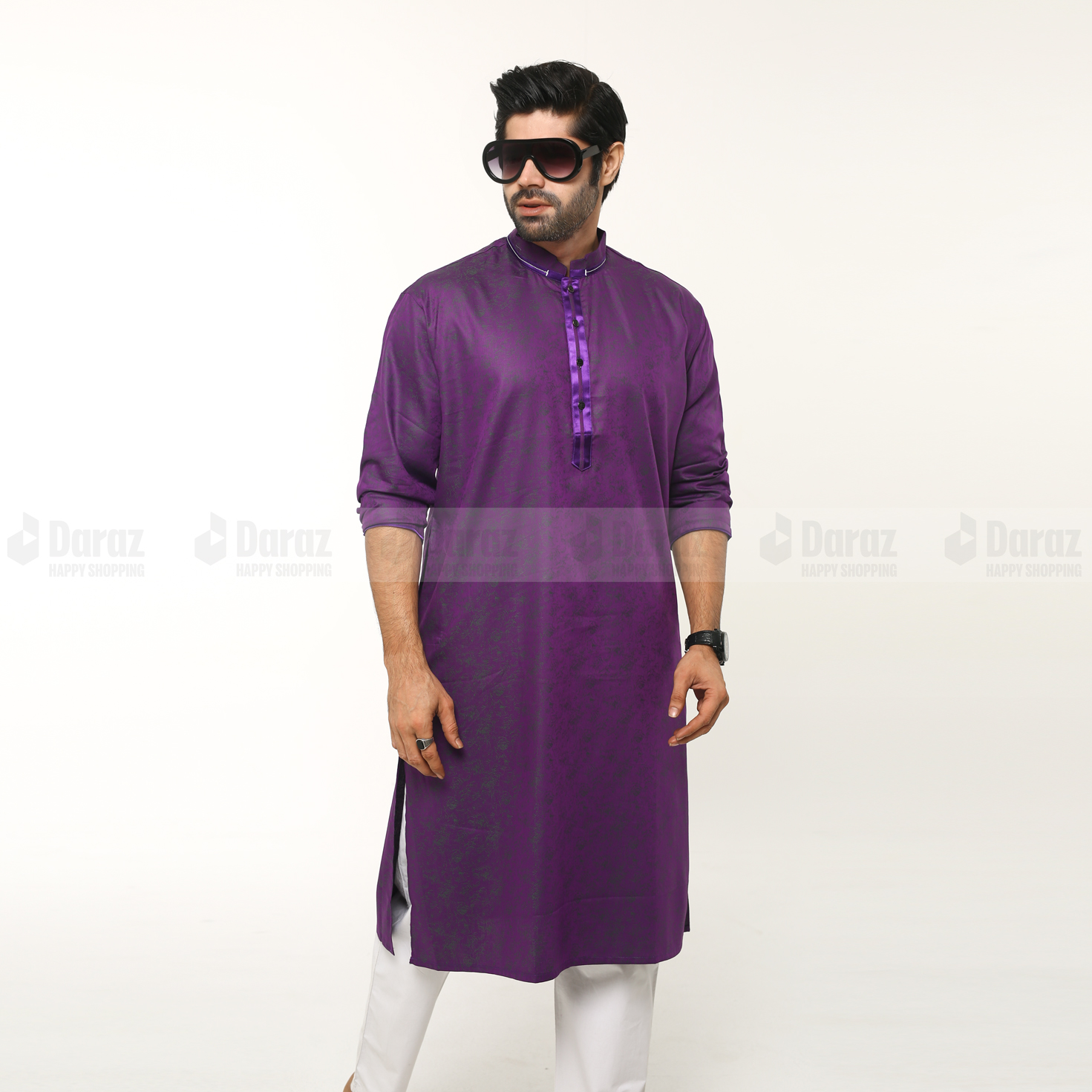 LeeWear men's weaving design Punjabi kurta Imported Machine weave jacquard cotton fabrics Mandarin Collar Straight shape with regular style Short button placket Two side pockets Long regular sleeves PN21116. 