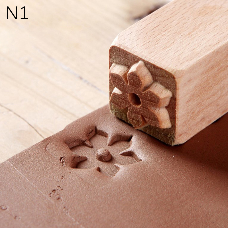 Hand Carved Wooden Stamps Wood Seal for Printing DIY Clay Pottery Printing Blocks Clay Tool Fish Bone / Squirrel / Flower / Deer SnowWhite. 